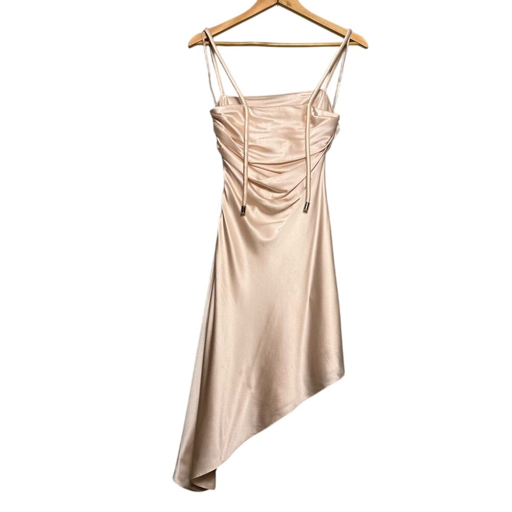 Et Ochs Gisella Silk Draped Mini Dress Sugar Cookie Pink Women’s Size 0 NWT - Picture 3 of 14